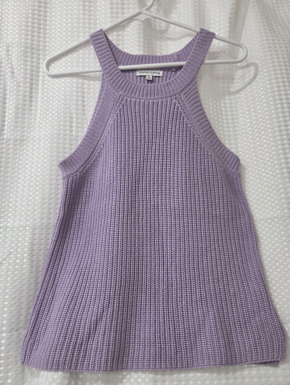 Reunited Clothing Lilac Ribbed Knit Halter Tank Top Pastel Coquette Soft Girl L